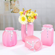 Hot Selling Glass Pink Color Vase for Home Decoration Useful